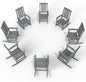 Oversized Rocking Chair Set of 8, Outdoor Rocking Chair for Adults, All Weather Resistant Porch Rocker for Lawn Garden, Grey