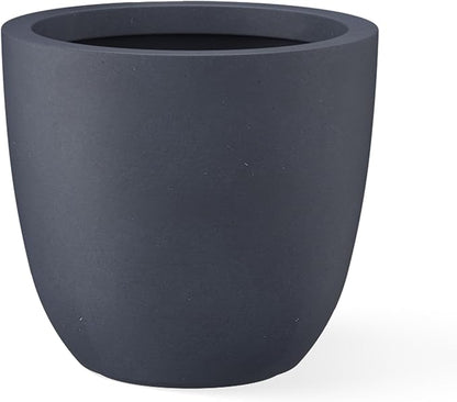 Kante 18 Inch Dia Round Concrete Planter, Indoor Outdoor Large Plant Pot with Drainage Hole and Rubber Plug for Home Patio Garden, Charcoal