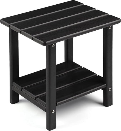 Adirondack Outdoor Side Table, 2-Tier Sturdy Patio End Table Weather Resistant, 16.5" Solid Side Table for Patio, Pool, Porch
