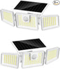 INCX 156 LED Solar Motion Lights Outdoor 2 Pack, 3 Heads Solar Security Lights with Motion Sensor IP65 Waterproof, Flood Lights for Wall, Patio, Garden, Porch, Garage White