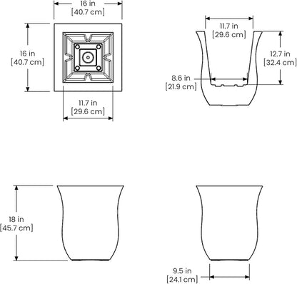 Mayne 5873-W Polyethylene Planter, White 16x16