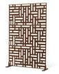 VEVOR Metal Privacy Screen, 36" W x 72" H, Outdoor Privacy Screens & Panels, Freestanding Outdoor Divider with Stand, 3-Panel Decorative Garden Steel Privacy Fence for Balcony Patio Indoor Room Brown