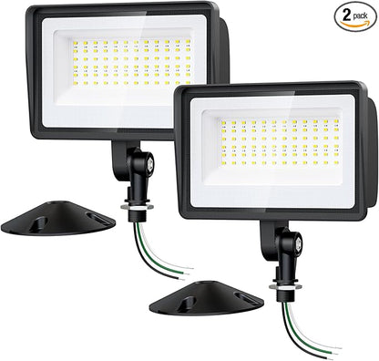 Onforu 65W LED Flood Lights Outdoor with Knuckle Mount, 7800LM Super Bright Garage Security Lights, IP66 Waterproof, 6500K Outside led Lights for Yard, Garage, Garden 2 Pack