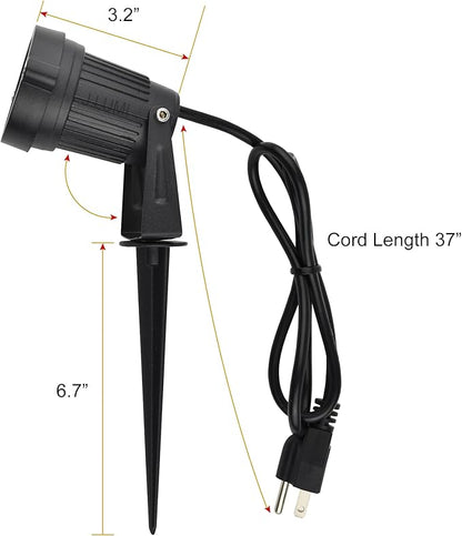 GSS6005 Plug in Spotlight Outdoor, 5W LED Landscape Spotlight 120V, 3000K Warm White, Metal Construction with Ground Stake, 3ft Cord and Plug, Black