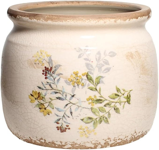 Pots for Plant, Cottage Rustic Clay Ceramic Tabletop Flower Pots, 6.29'' Plant Pots Indoor with Drainage, Sage Yellow Vase & Planters, Farmhouse Home & House Decor, Gifts for Mom