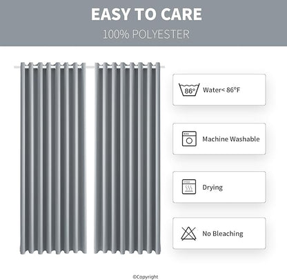 Water Resistant Outdoor Patio Curtain Darkening Thermal Insulated Indoor Curtains for Bedroom, Porch, Living Room, Pergola, Cabana, W105 x L120 Extra Wide Room Divider, (Light Gray) 2 Panels