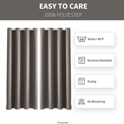 Waterproof Outdoor Curtain W52 x L84 - Grommet Top Sunlight Blocking Window Treatment Drapes Blackout Curtains for Home Bedroom Living Room Outdoor Patio Porch Pergola (Taupe, 2 Panels)