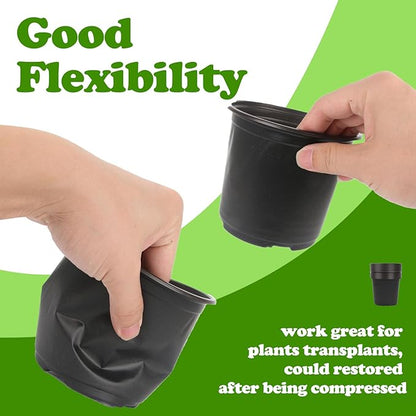 100 Packs 5 Inch Nursery Pots, 4 5 6 Inches Plastic Nursery Pots for Plants with Drainage Holes, Seed Starting Garden Pots of Flower Plant Container for Succulents, Transplanting (100, 5 Inch)