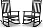 Patio Rocking Chair Outdoor Set of 2,Weather Resistant Poly Resin Oversized Porch Rocker,High Back Smooth Design,350lb Weight Capacity,Indoor Outdoor Use(2, Black)