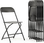 Flash Furniture Hercules Series Plastic Folding Chairs for Parties and Weddings, Stackable Commercial Event Seats with 650-lb. Static Weight Capacity, Set of 6, Black