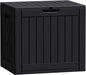 Flamaker Resin Deck Box 40 Gallon Waterproof Outdoor Indoor Storage Box Imitation Wood Resin for Patio Furniture Garden Tools and Pool (Black)
