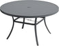 VICLLAX 50" Outdoor Round Patio Table with Umbrella Hole, All Weather Metal Round Outdoor Dining Table for Lawn Garden, 6-8 Person Table, Grey
