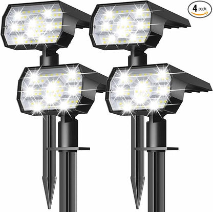 NYMPHY Solar Lights Outdoor Waterproof IP68, 56 LED 3 Lighting Modes Solar Powered Garden Yard Spot Solar Lights for Outside Landscape- 4 Pack (Cool White)