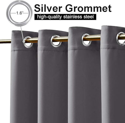 NICETOWN Outdoor Curtains for Patio W100 x L95 inch 2 Pieces, Sun Blocking Screen Shades 100% Privacy for Porch, Pergola, Lanai, Outside Deck, Weatherproof Blinds for All Season, Grey