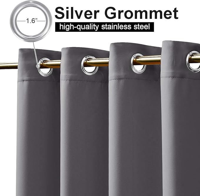 NICETOWN Weighted Outdoor Patio Curtain & Drape Waterproof 84 Long, Top and Bottom Rustproof Steel Grommets Heavy Weight Windproof Sunlight Blocking, Keep Privacy for Yard, 1 Piece, W52 x L84, Grey