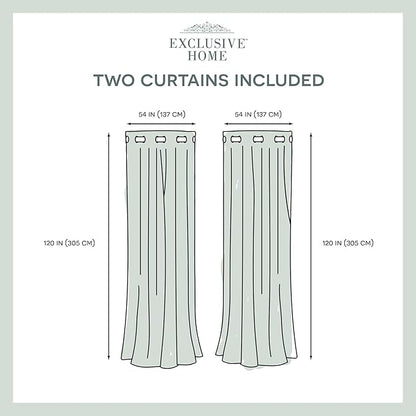 Exclusive Home Cabana Solid Indoor/Outdoor Light Filtering Hook-and-Loop Tab Top Curtain Panel Pair, 54"x96", Vanilla