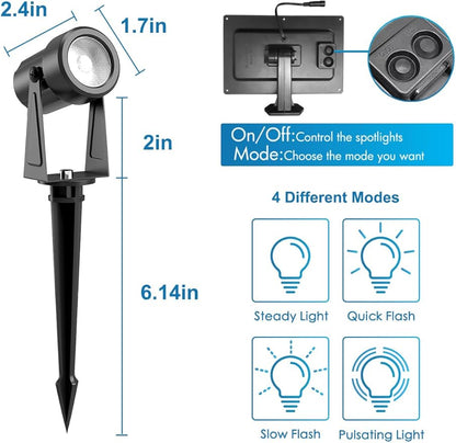 ZYAN Solar Landscape Spotlights, Separate Monocrystalline Panels & USB-C Powered 5400mAh Auto On Off Dusk to Dawn, Outdoor IP65 Waterproof, Warm White for Yard Path Patio (100 Lumens × 4 Pack)