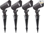 LED Landscape Lights with Connectors, 12V Low Voltage, Warm White 3000k, 4W, 175LM, Outdoor Waterproof Garden Pathway Lights Wall Tree Flag Spotlights with Spike Stand, 4 Pack
