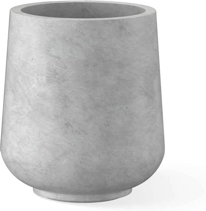 Kante 11.6" Dia Round Concrete Planter, Outdoor Indoor Large Plant Pots Containers with Drainage Hole and Rubber Plug for Home Garden Patio, Natural Concrete