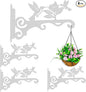 Elegant Bird Pattern Wall Hooks - 10/12/14 Inch Metal Plant Hangers for Indoor & Outdoor - Rust-Resistant Bracket for Plants, Feeders, Chimes, Lanterns (4, White, 10 inch)