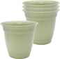 The HC Companies 8 Inch Eclipse Round Planter Pots with Drainage Holes & Attached Saucer, Lightweight UV-Resistant Plastic Indoor Outdoor Planters, 4-Pack Flower Pots for Garden & Home Decor, Seafoam