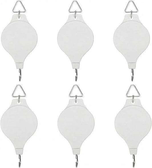 6PCS Retractable Plant Pulley Hanger - Adjustable Height Hook for Hanging Flower Baskets, Pots & Bird Feeders(6Pcs-White)