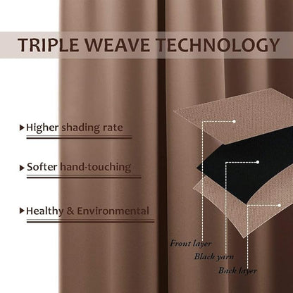 NICETOWN Privacy Room Divider Curtain for Patio, Grommet Top Thermal Insulated Blackout Extra Wide and Long Door Blind for Sunroom, Bedroom, Living Room, Tan, 1 Piece, 140" Wide by 108" Long