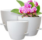 12/10/9 inch Large Self Watering Pots, Plant Pots with Mesh Drainage Holes for Indoor Outdoor Garden Plants, Flower Pots with Removable Deep Reservoir, Set of 3 Plastic Planters, White