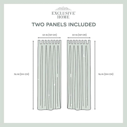 Exclusive Home Cabana Solid Indoor/Outdoor Light Filtering Hook-and-Loop Tab Top Curtain Panel, 54"x96", Winter White, Set of 2