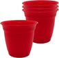 The HC Companies 8 Inch Eclipse Round Planter Pots with Drainage Holes & Attached Saucer, Lightweight UV-Resistant Plastic Indoor & Outdoor Planters, 4-Pack Flower Pots for Garden & Home Decor, Red