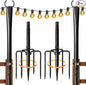 2 Pack String Light Poles for Outside, Thickened Metal Lights Hanger Pole Outdoor with Fork, Lighting Hanging Post Accessories for Patio Decor Garden Backyard Yard Front Porch Outside Decorations