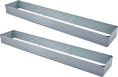 2 Pack 12x2x1FT Galvanized Raised Garden Beds Kit Outdoor Metal Gardening Planter Box for Vegetable Elevated Flower Herbs,Gray