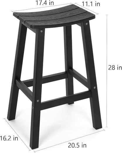 Stoog All-Weather Bar Stools Set of 4, 28" Height Outdoor Bar Stools, Low Maintenance, for Patio, Deck, Kitchen Counter, and Garden, Black