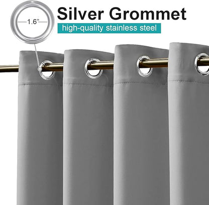 NICETOWN Patio Outdoor Curtain Waterproof Extra Wide and Long, Rustproof Grommet W120 x L108 Room Darkening Outdoor Living Divider Privacy Thermal Insulated Blinds for Pergola, Silver Grey, 1 Piece
