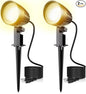 MEIKEE 9W LED Landscape Lights, 120V Landscape Lighting with US 3-Prong Plug, Warm White IP66 Waterproof Outdoor Garden Spotlights for Path Yard Walkway (2 Pack)