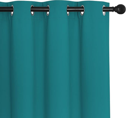 NICETOWN Blackout Curtains 120 inch Length for Sliding Glass Door, Grommet Thermal Insulated Room Darkening Sound Reducing Drapes for Room Divider, 1 Panel, W52 x L120, Peacock Teal