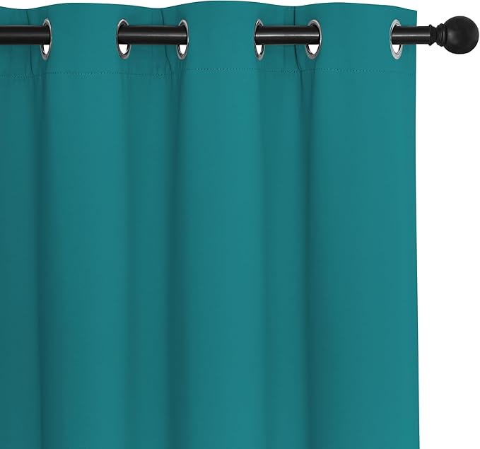 NICETOWN Blackout Room Divider Curtains for Sliding Glass Doors 102 Inches Long 1 Panel, Extra Wide Curtains for Doorway Patio Bedroom Living Room (Peacock Teal, 80Wx102L, 1 Panel)