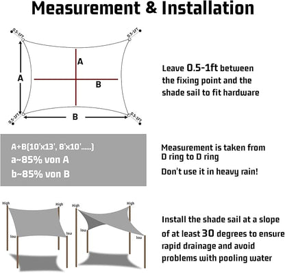 LOVE STORY Waterproof 10' x 13' Rectangle Taupe Sun Shade Sail Cannoy UV Resistant for Outdoor Patio Garden Backyard (We Make Custom Size)