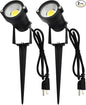 GSS6005 Plug in Spotlight Outdoor, 5W LED Landscape Spotlight 120V, 3000K Warm White, Metal Construction with Ground Stake, 3ft Cord and Plug, Black (Pack of 2)