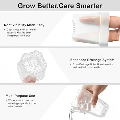 2.5 Inch Mini Self Watering Pots for Indoor Plants, 15 Pack Semi Hydroponic Pots, Small Clear Plastic Planters, Drainage Hole, Water Level Indicator, African Violets, Alocasia, Cutting, Seeding