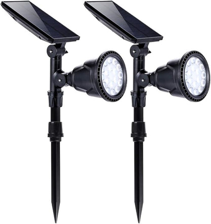 Solar Spotlights Outdoor 18 LED 300 Lumens Waterproof Adjustable Wall Light for Patio Garden Driveway (2 Pack)