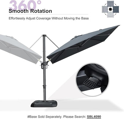 PURPLE LEAF 8 Feet Patio Umbrella Outdoor Cantilever Square Umbrella Aluminum Offset Umbrella with 360-degree Rotation for Garden Deck Pool Patio, Grey