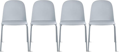 2xhome Modern Stackable Armless Dining Chair | Plastic Shell Seat with Metal Legs | Indoor or Outdoor Use | Home Kitchen Patio (4, Grey, No Padding)