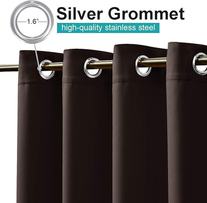 NICETOWN 2 Panels Brown Outdoor Curtains for Patio Waterproof 84 inches Long, Rustproof Grommet Blackout Indoor Outdoor Thermal Insulated Vertical Drapes for Gazebo & Deck, W52 x L84