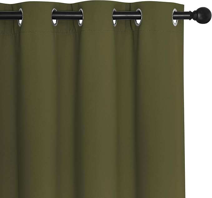 NICETOWN Bedroom Curtain Room Darkening Drapery 102 inches Length - Home Fashion Thermal Insulated Grommet Room Darkening Curtain for Living Room (Olive Green, 1 Panel, 52 x 102 inches)