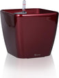 Dexceder 11x10 Self Watering Planter Indoor Outdoor, Inner Mat Design, Thickened Table Flower Plant Pot with Water Level Indicator (Red High Gloss)