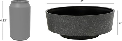 The HC Companies 8 Inch Round Plastic Succulent Capri Bowl 8"x8"x3" in Faux Concrete Color with Copper Band