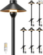 PARTPHONER Low Voltage Landscape Lighting 6-Pack, Aluminum 12V Pathway Lights with G4 Bulbs, Waterproof Stylish Matte Black Color Wired Path Lights with Connectors for Walkway Yard Garden