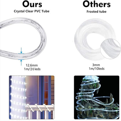 200ft LED Rope Lights Outdoor, 1440 LED Flexible Tube Lights with 8 Modes, Waterproof LED Rope Lighting for Outside, Garden, Patio, Bedroom, Party, Pool, Fences, Indoor Outdoor Decoration (Blue)