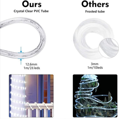 100ft LED Rope Lights Outdoor, 720 LED Connectable and Flexible Tube Lights with 8 Modes, Waterproof LED Rope Lighting for Garden, Patio, Pool, Bedroom, Party, Indoor Outdoor Decoration (Warm White)